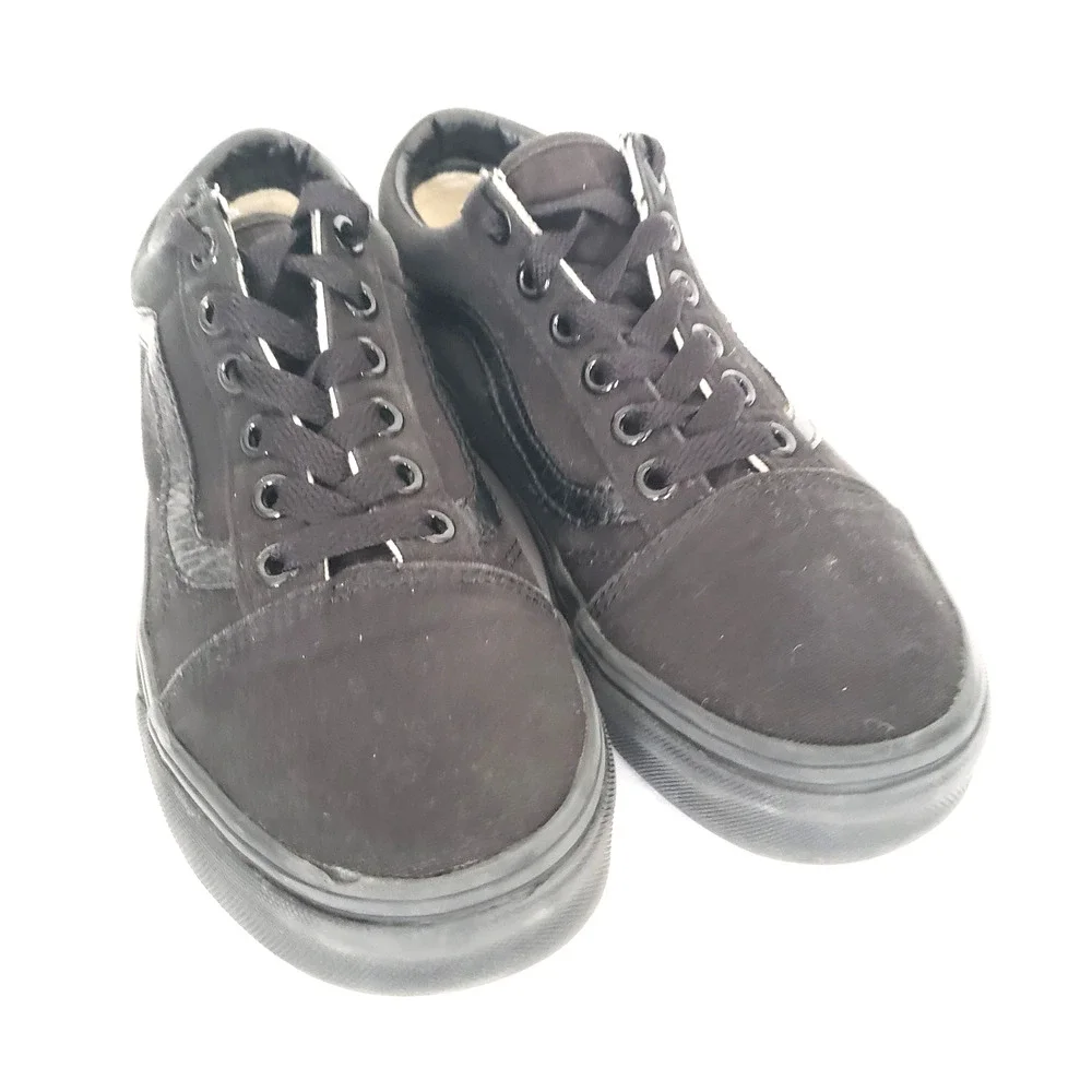 VANS Off The Wall SIZE 4 (MENS) 5.5 (WOMEN) Youth Lace Up Sneakers Black